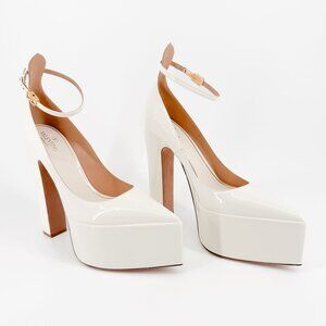 Valentino Garavani Tan-Go Platform Pumps EU 41 US 11 White Pointed High Heel